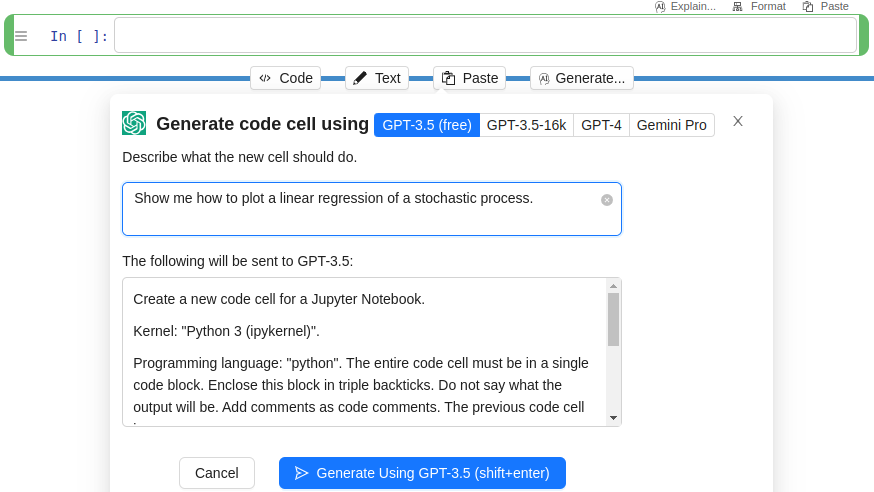 ChatGPT cell prompt in Jupyter Notebook