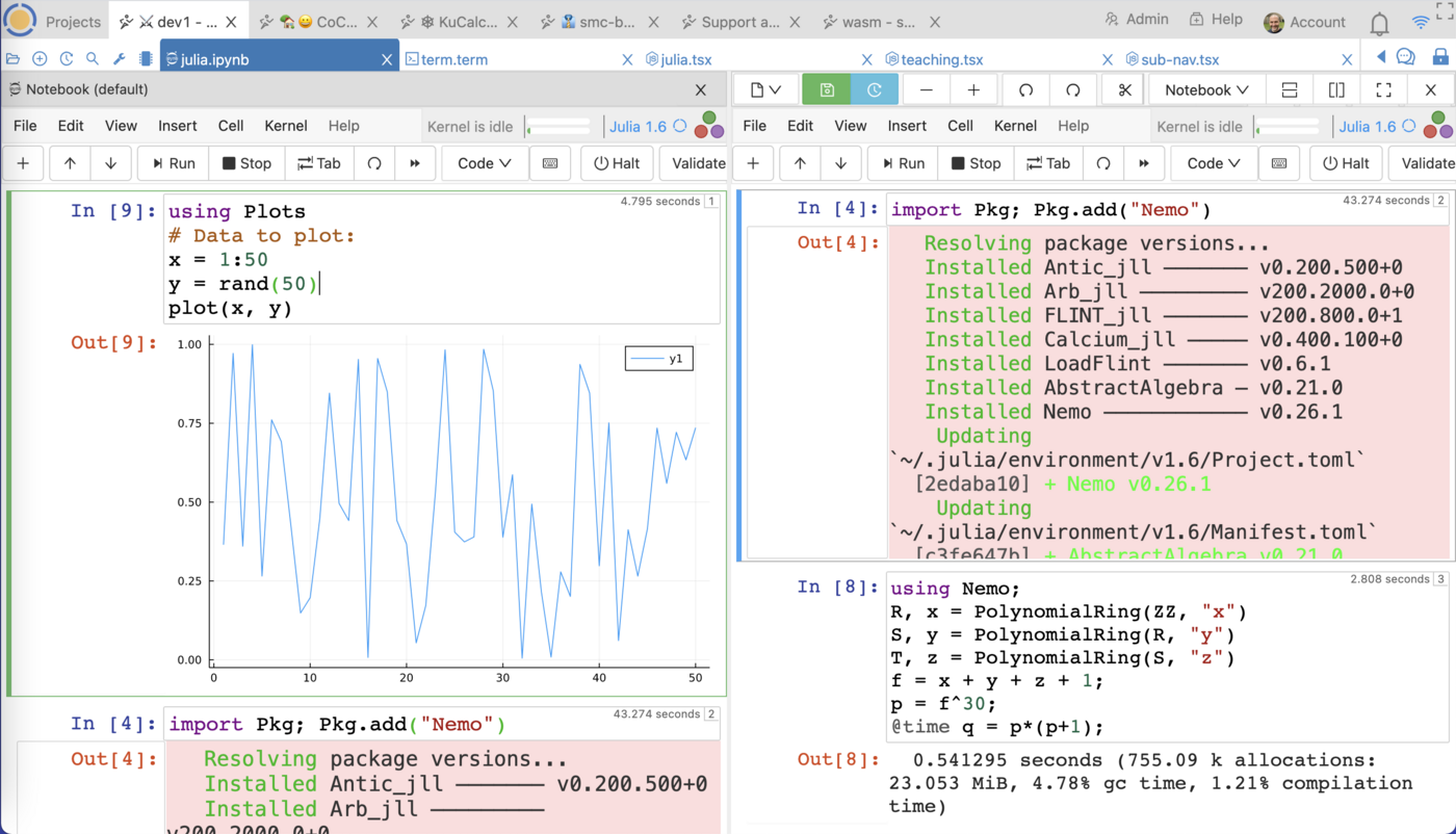 Using Julia in a Jupyter notebook to plot and do symbolic computation